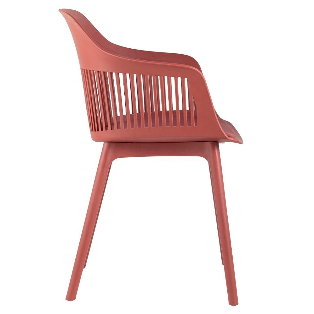 Red Polypropylene Armchair with Removable Leather Cushion