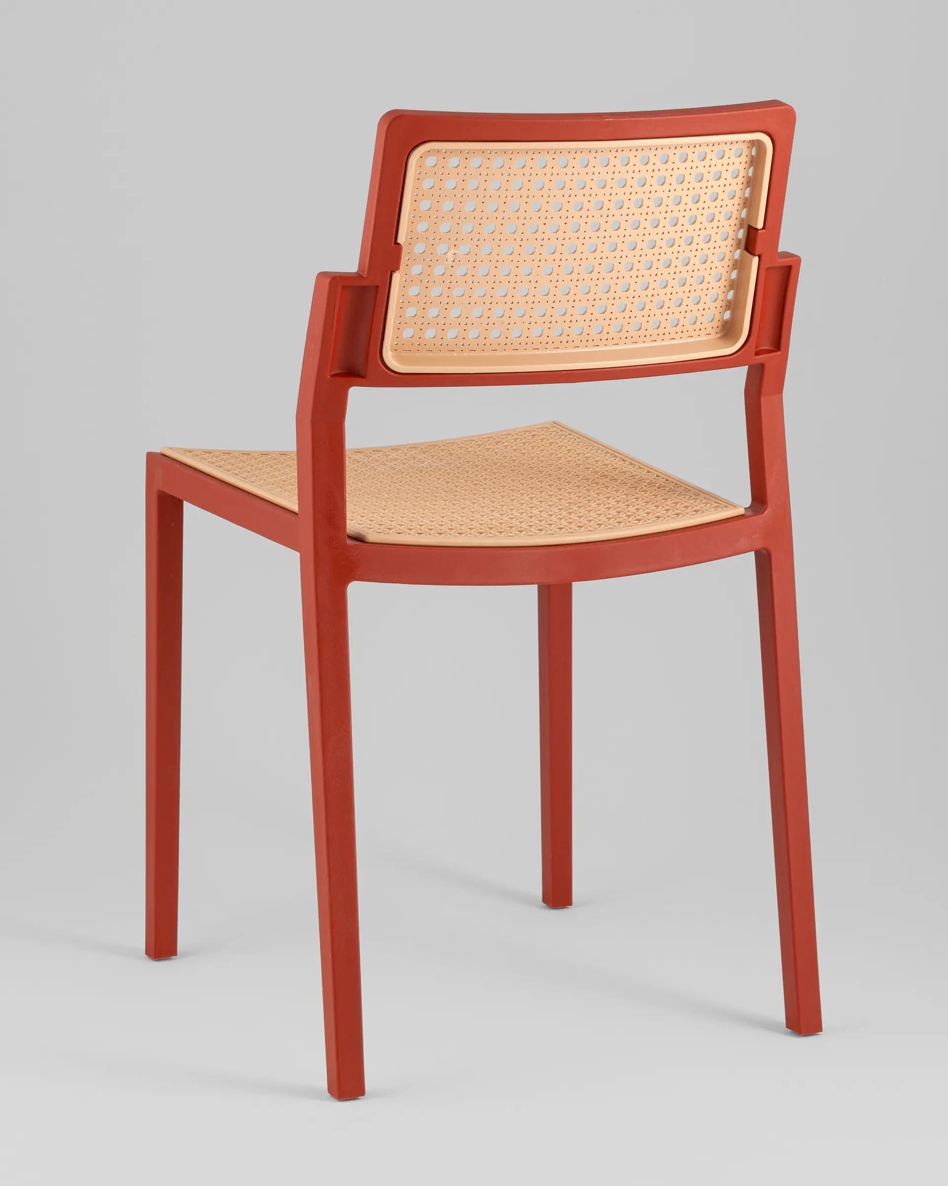 Rattan Effect Plastic Chair With Orange Frame