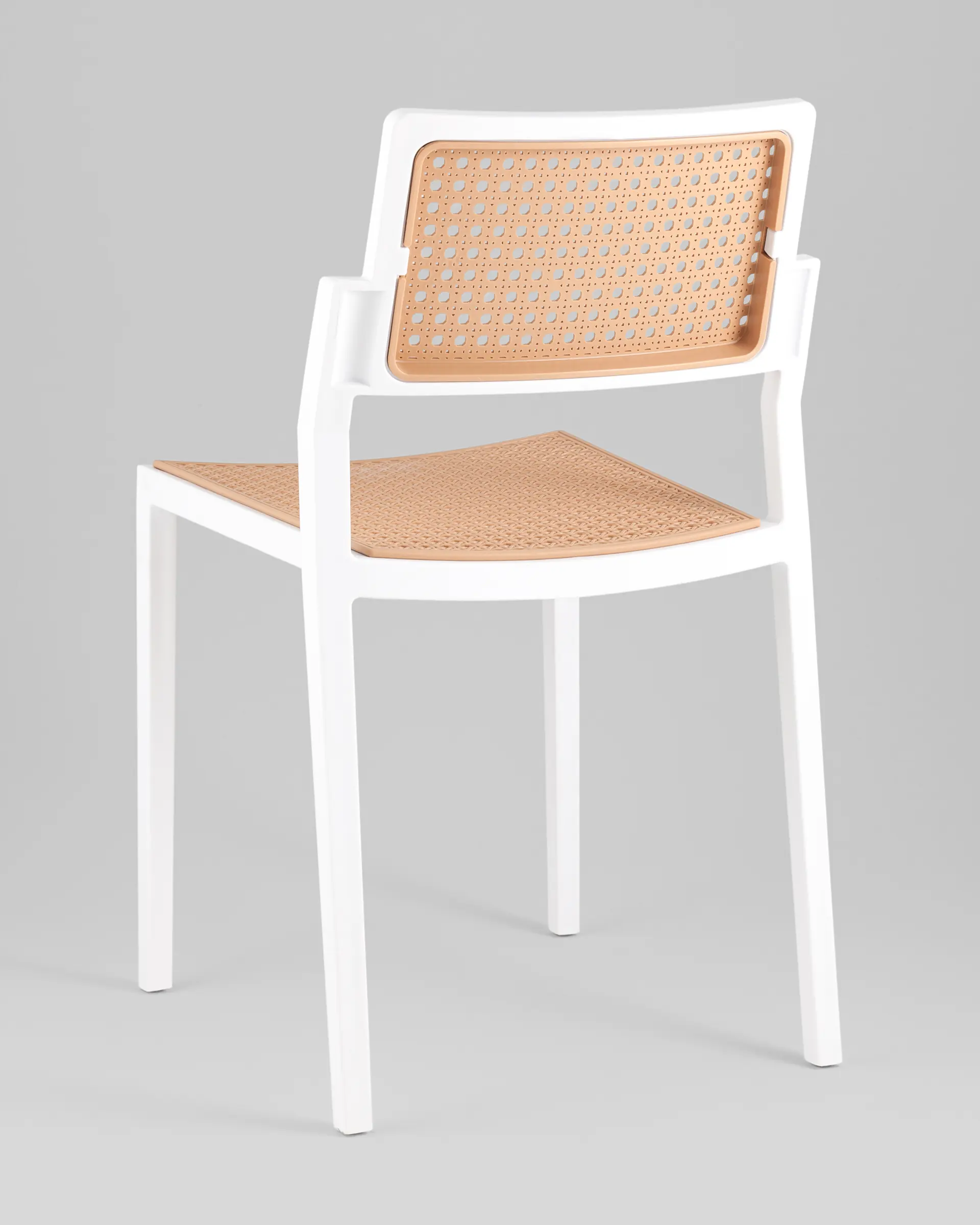 Rattan Effect Plastic Chair With White Frame