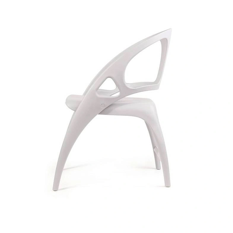 White Foldable Polypropylene Armchair - Space-Saving Stackable Chair with Arms