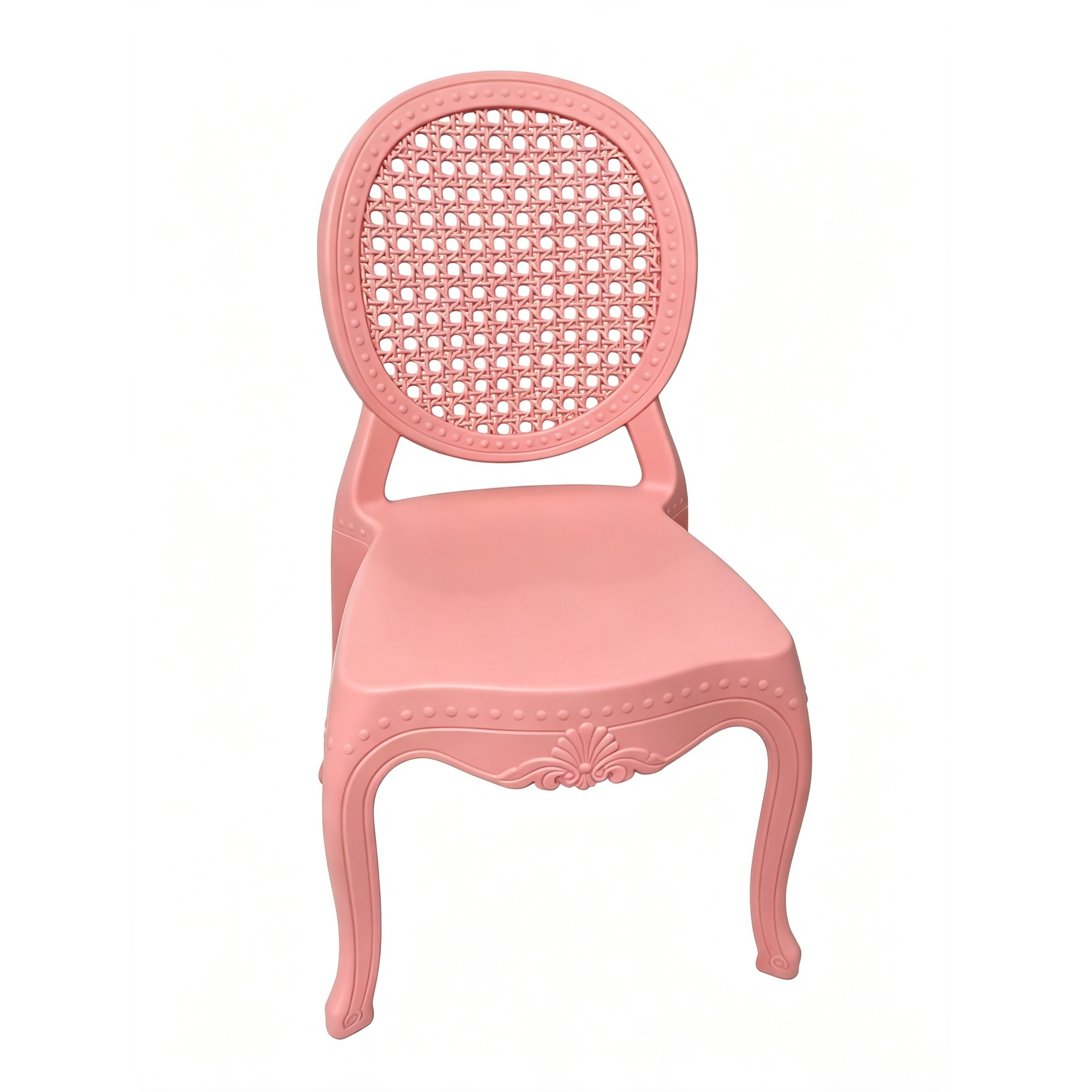 Modern French Style Kids Plastic Chair PP Injection Molded Children's Chair with Rattan Look Backrest