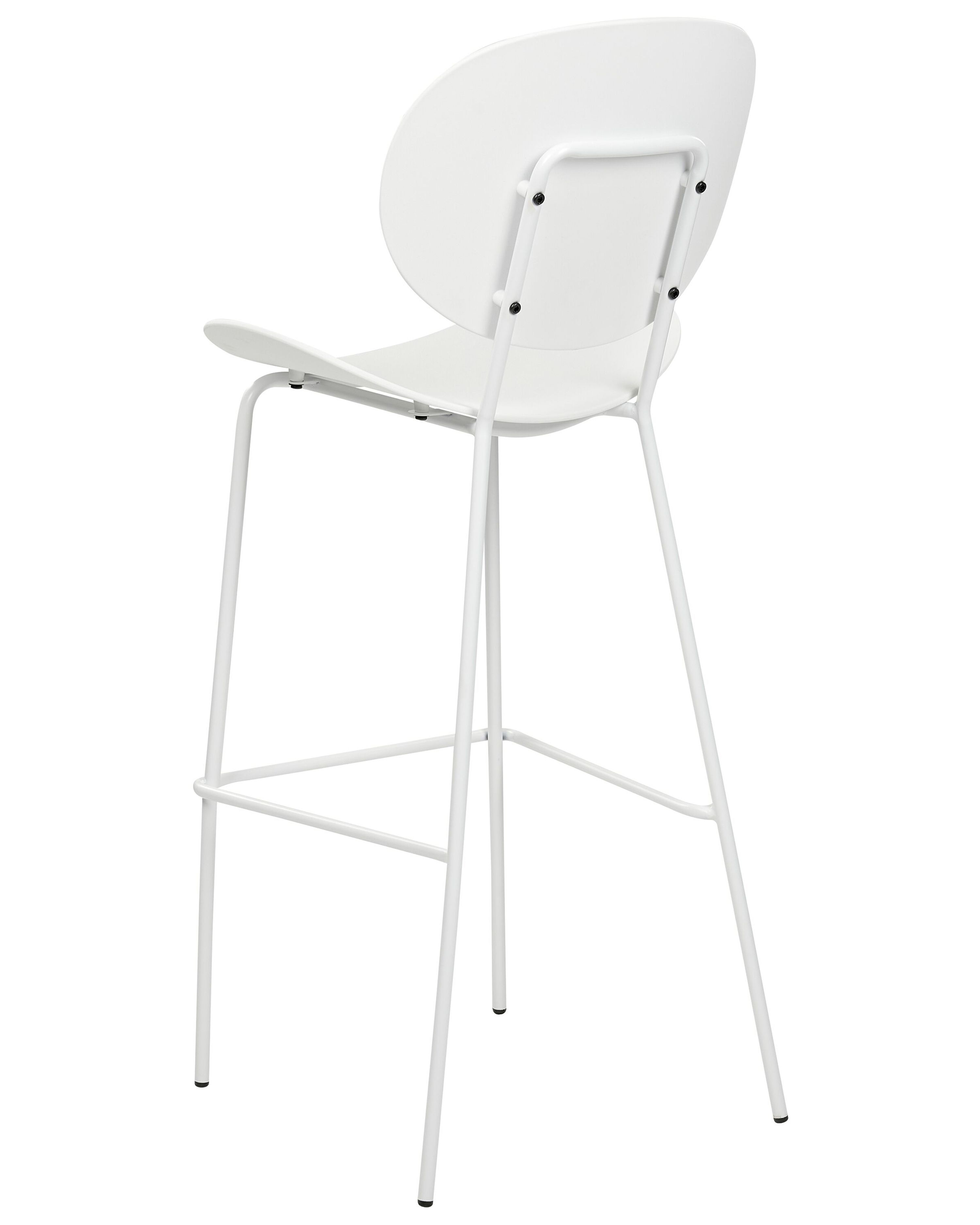 White Plastic Bar Stool with Spray-Finished Metal Base
