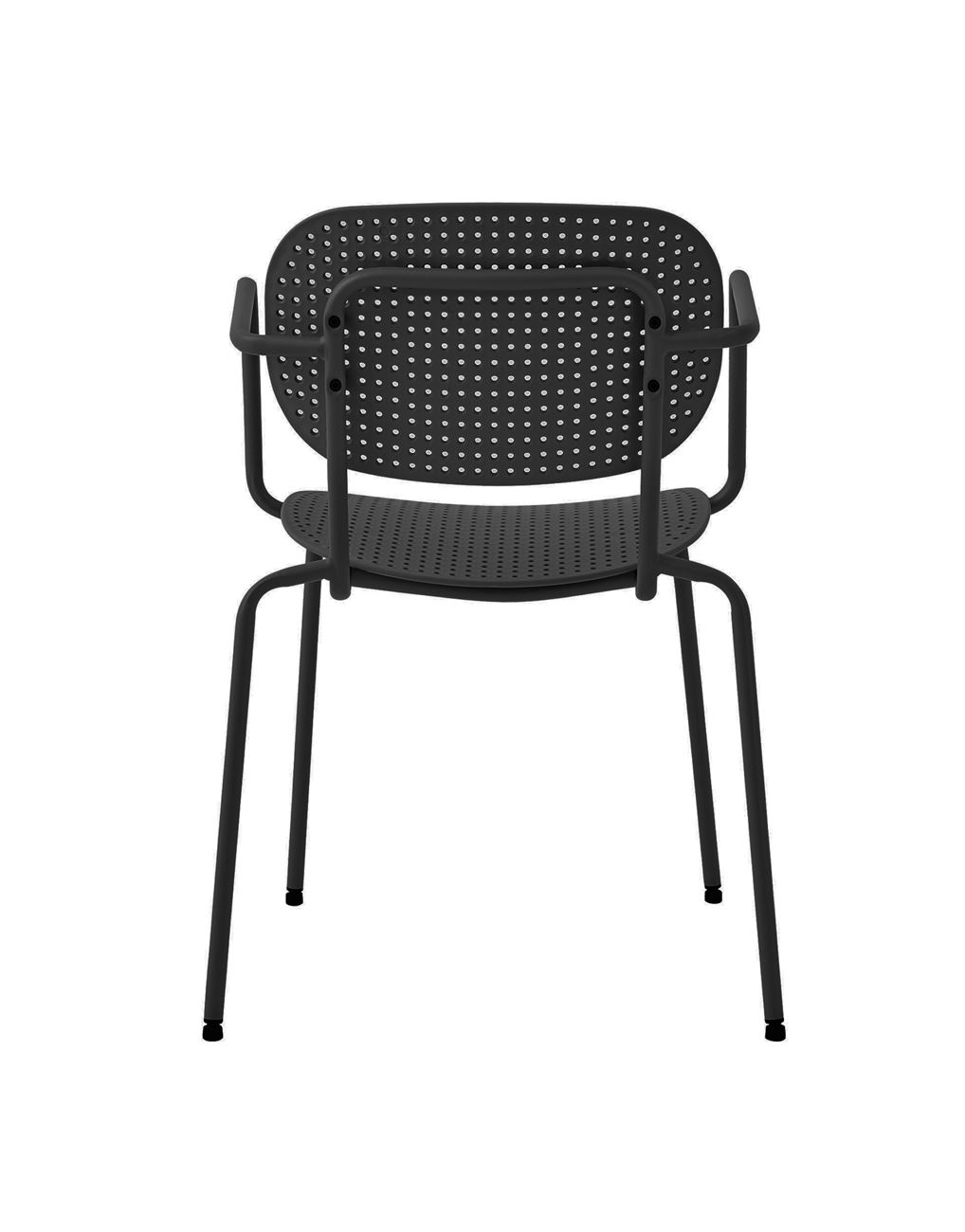 Black Plastic Armchair With Metal Frame