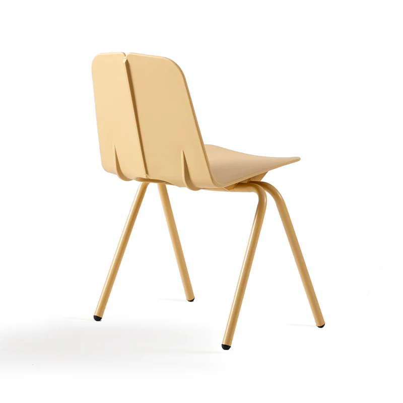 Brown Plastic Chair With Metal Feet