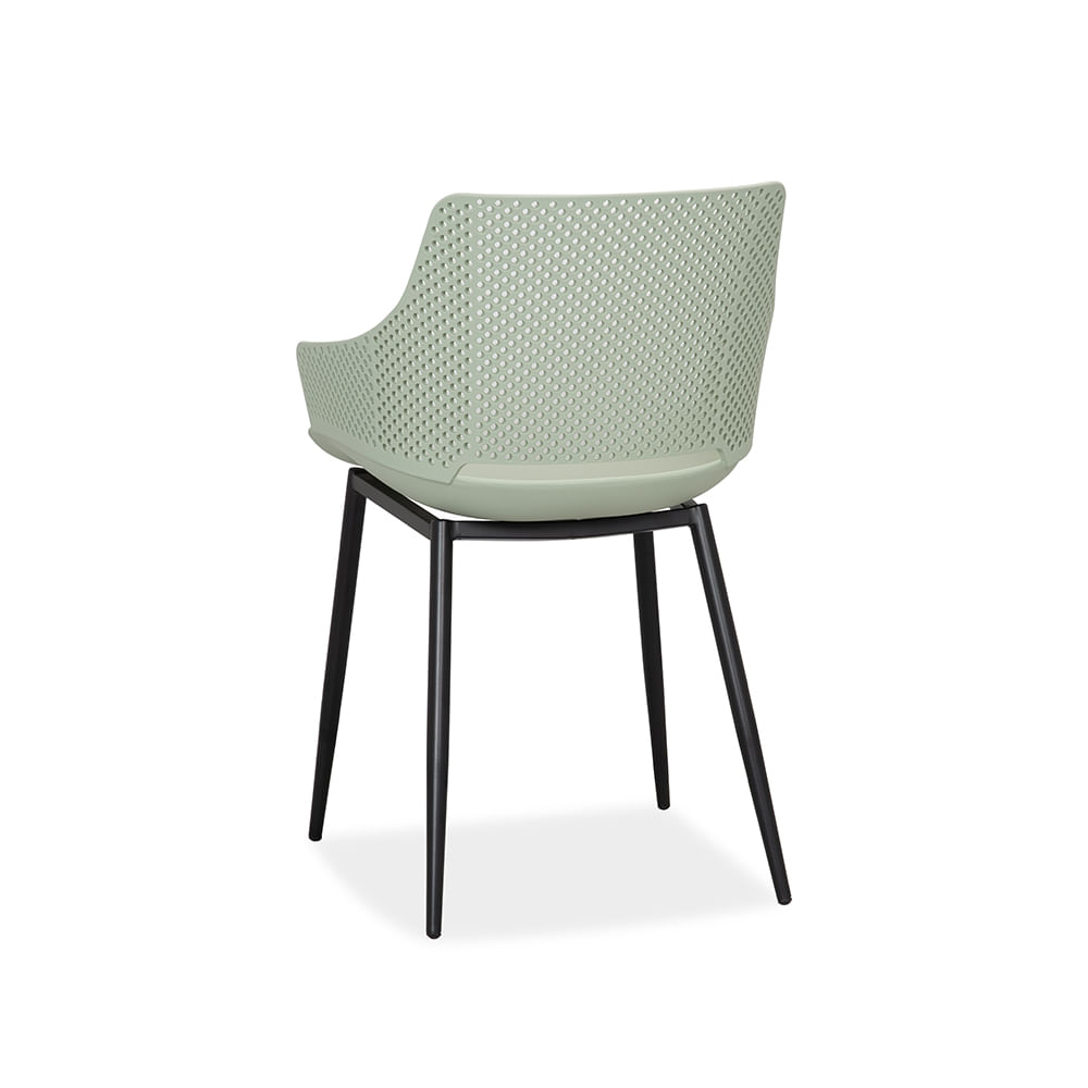Carbon Steel Leg Light Green Hollow Backrest Plastic Chair - Sturdy, Breathable & Aesthetically Pleasing Seating-PP Chair