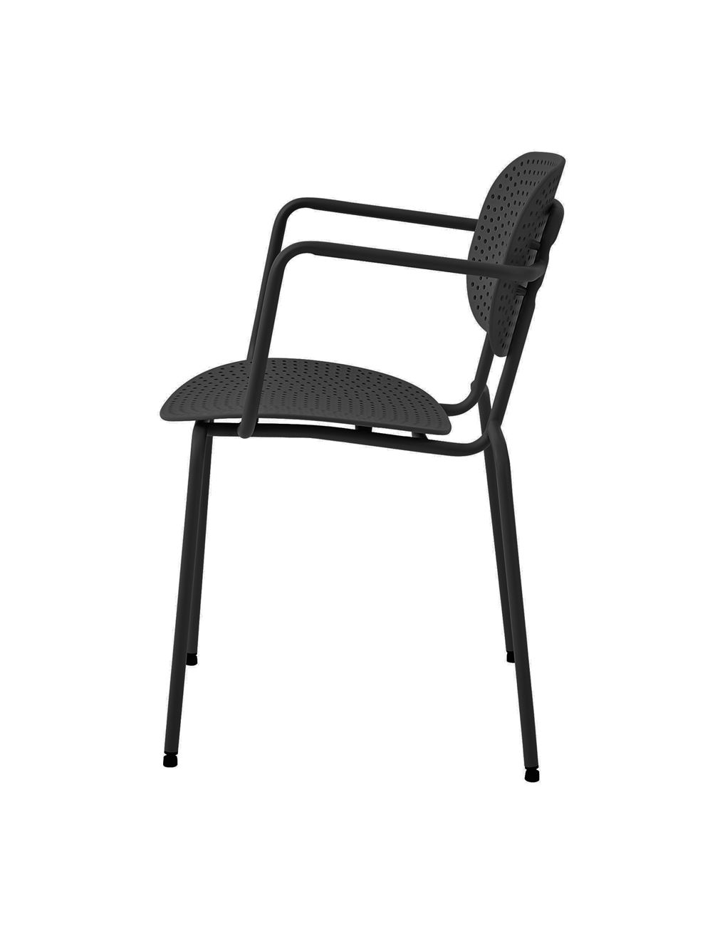 Black Plastic Armchair With Metal Frame