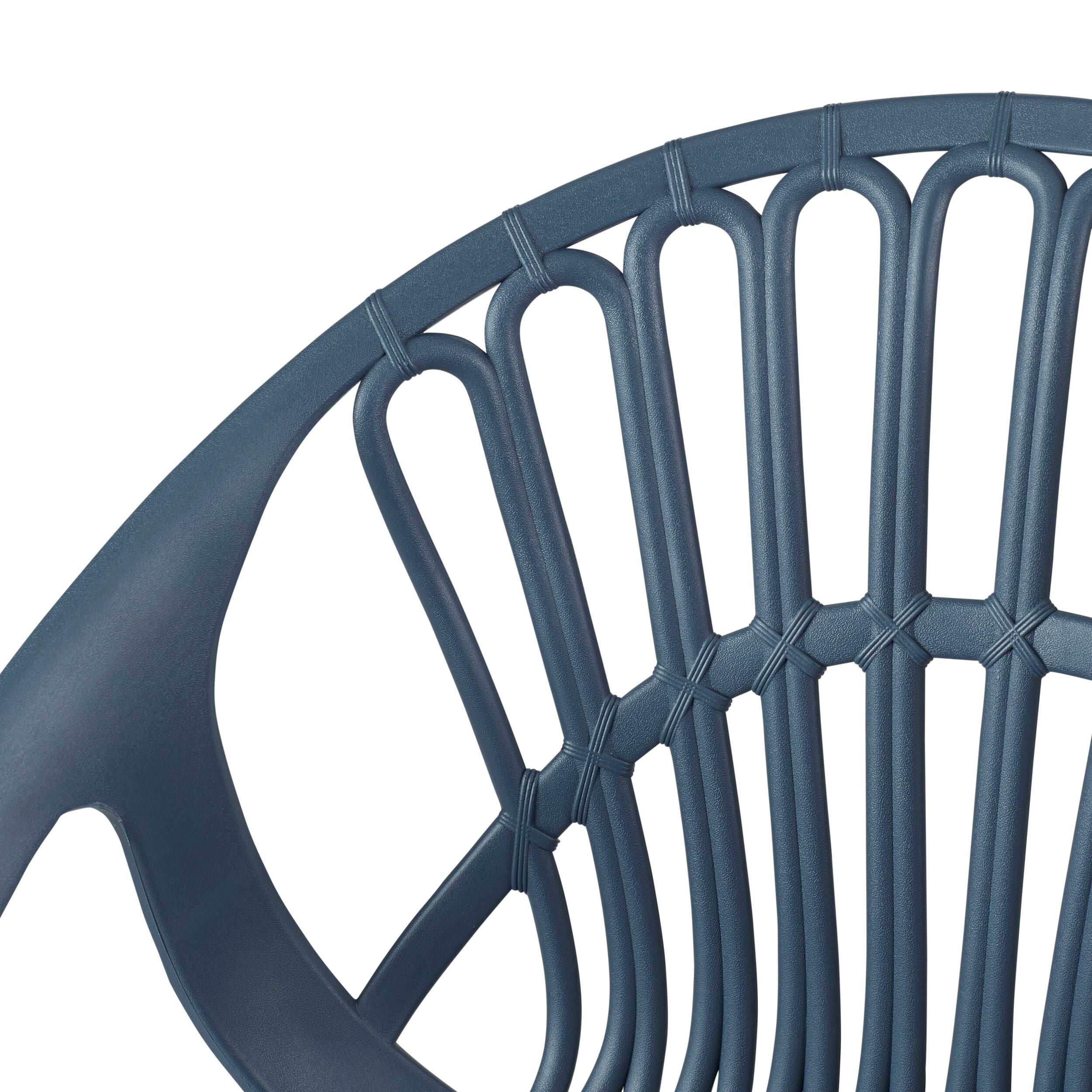 Navy Blue Stackable Plastic Garden Chair with Armrests