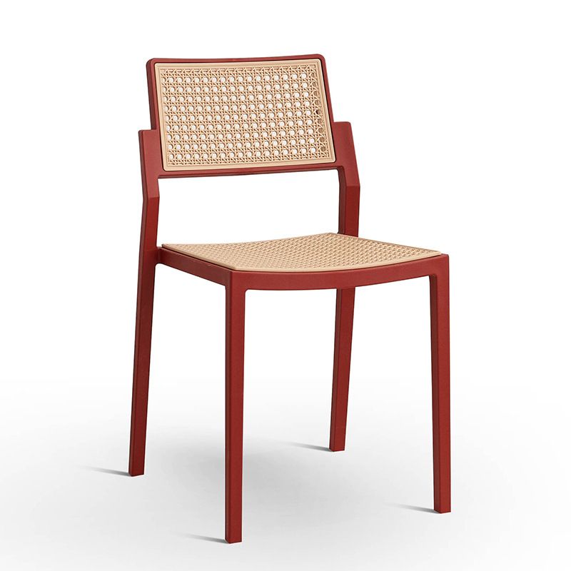 Rattan Effect Plastic Chair With Red Frame