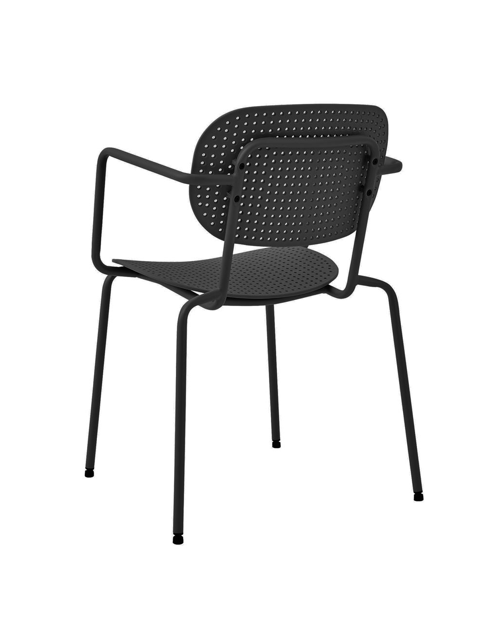 Black Plastic Armchair With Metal Frame
