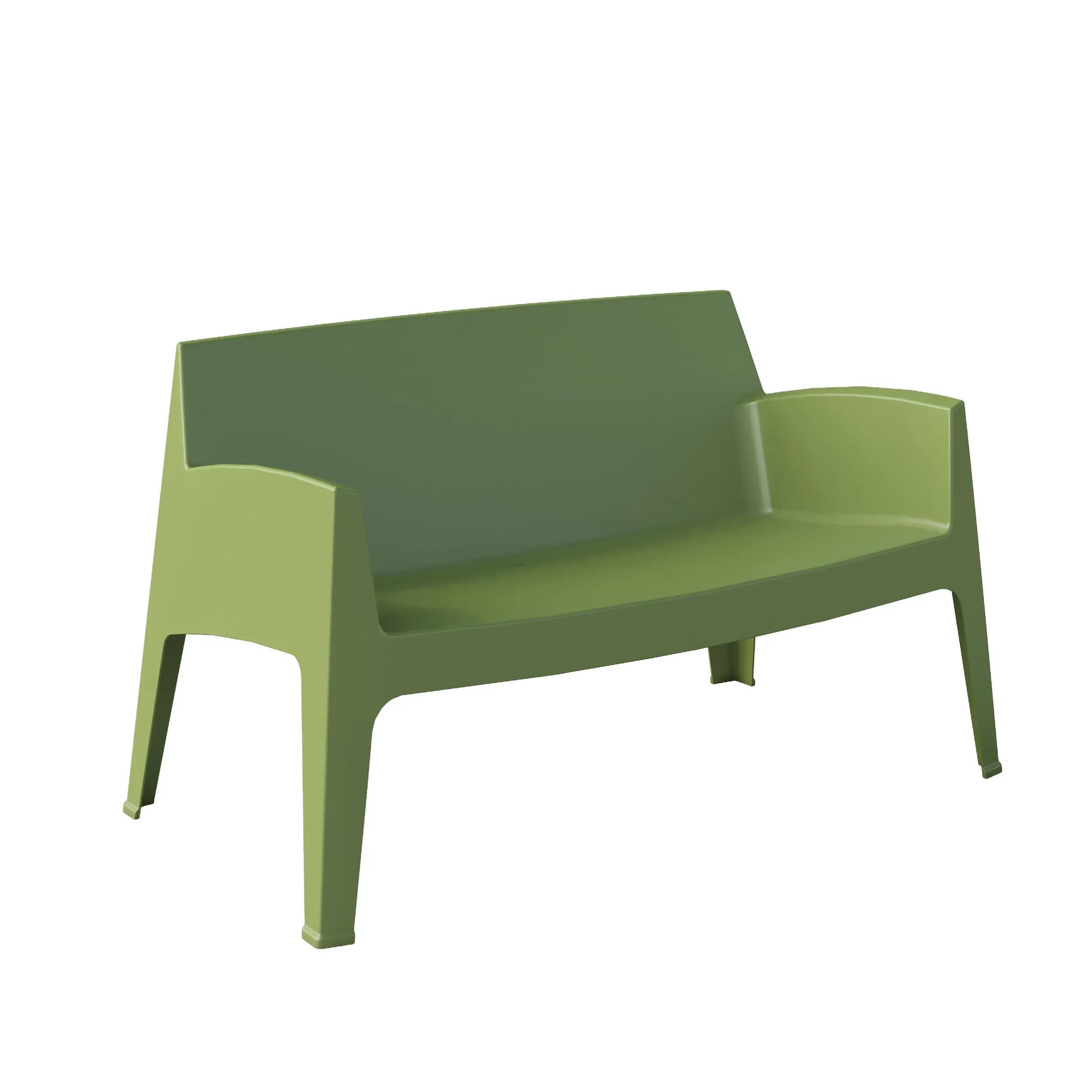Olive Green Plastic Double Bench
