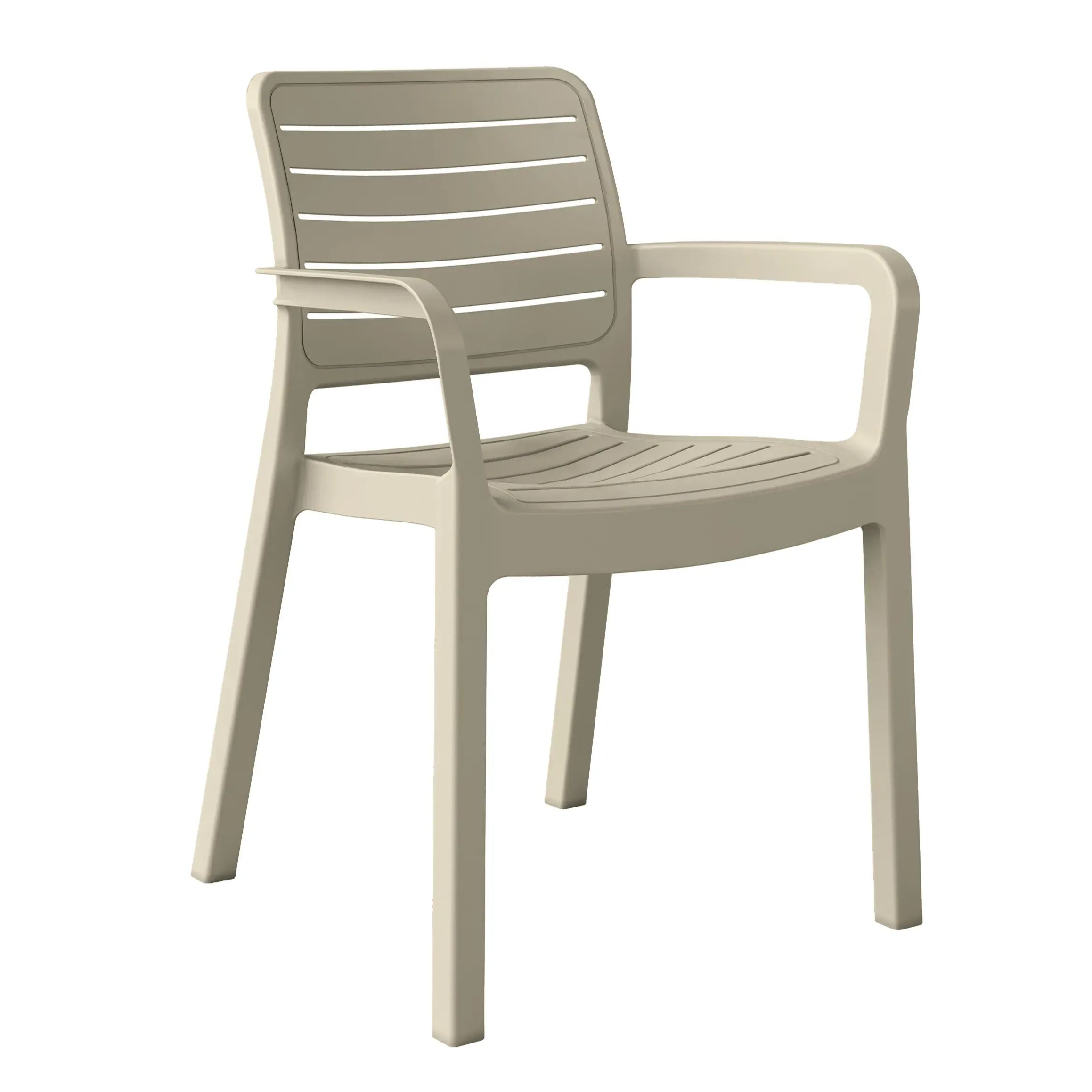 Taupe Plastic Garden Chair With Armrests