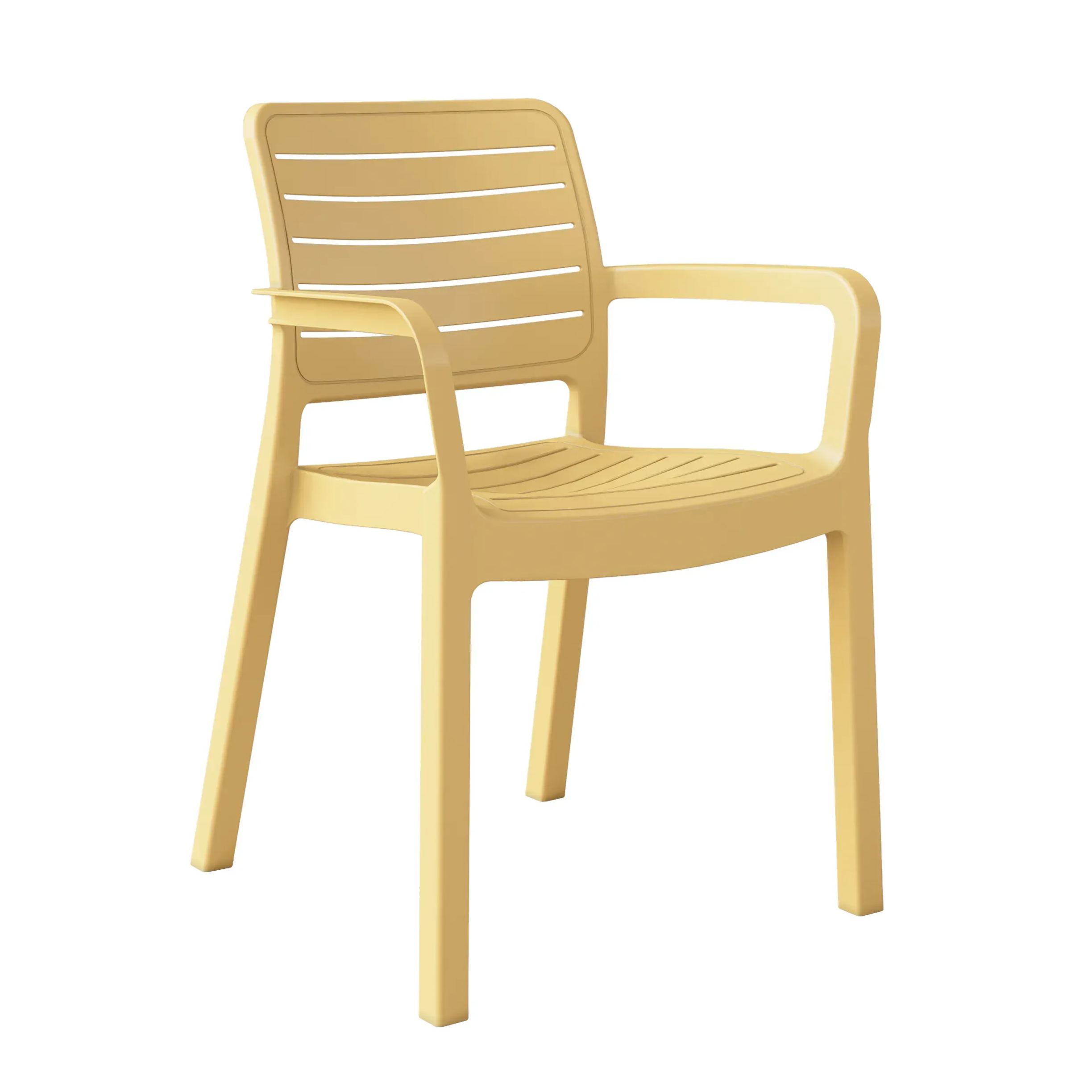 Mustard Plastic Garden Chair With Armrests