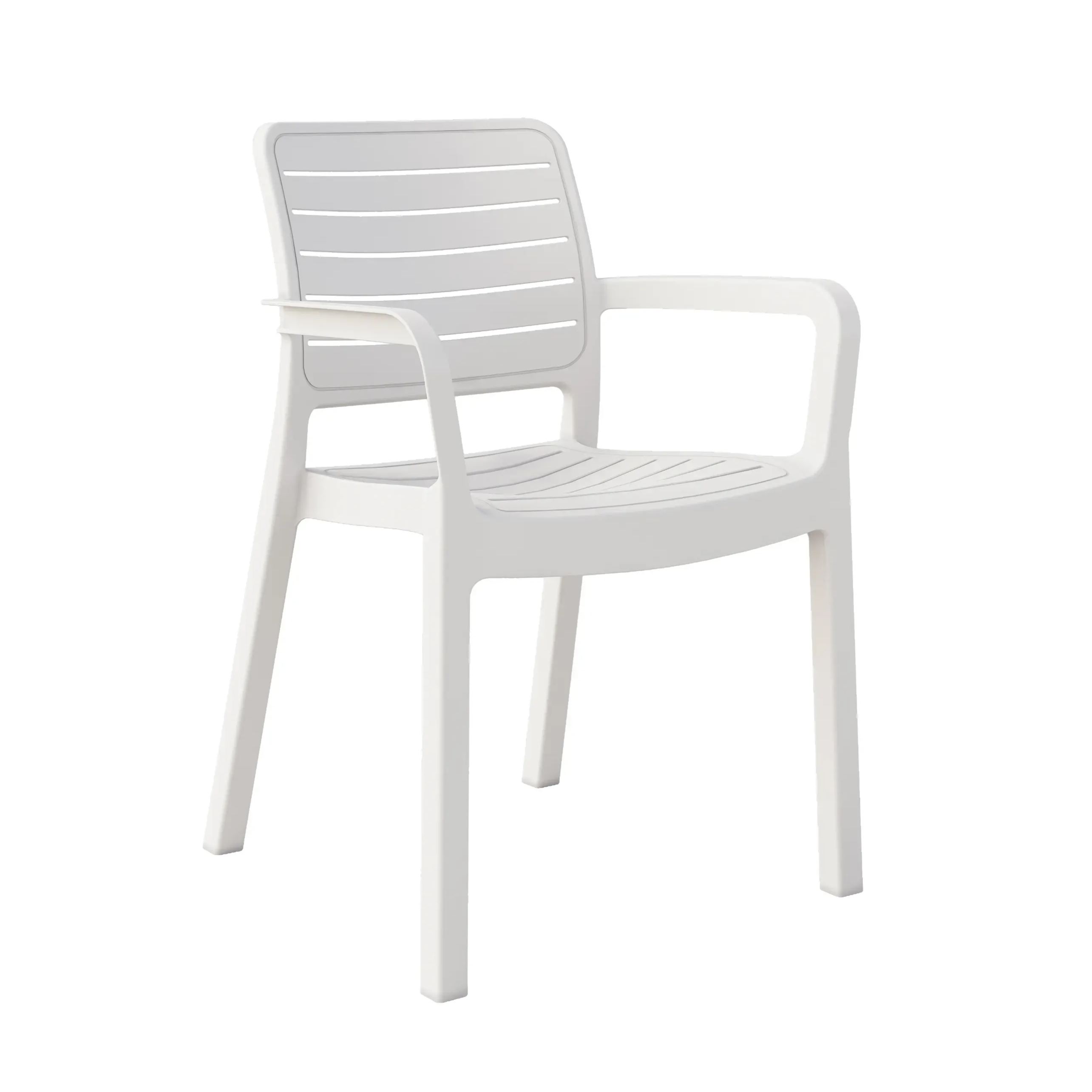 White Plastic Garden Chair With Armrests