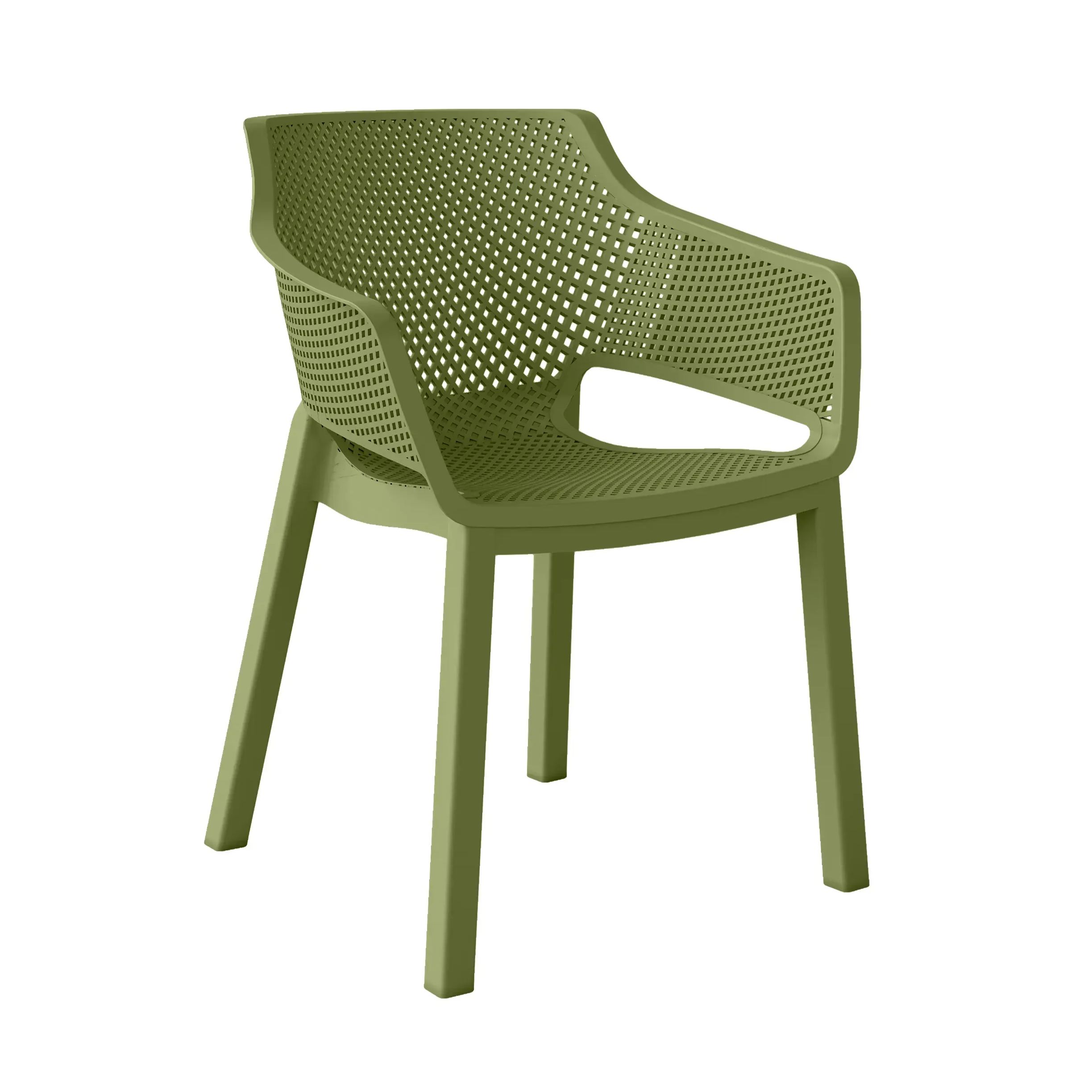 Olive Green Polypropylene Outdoor Chair With Armrest