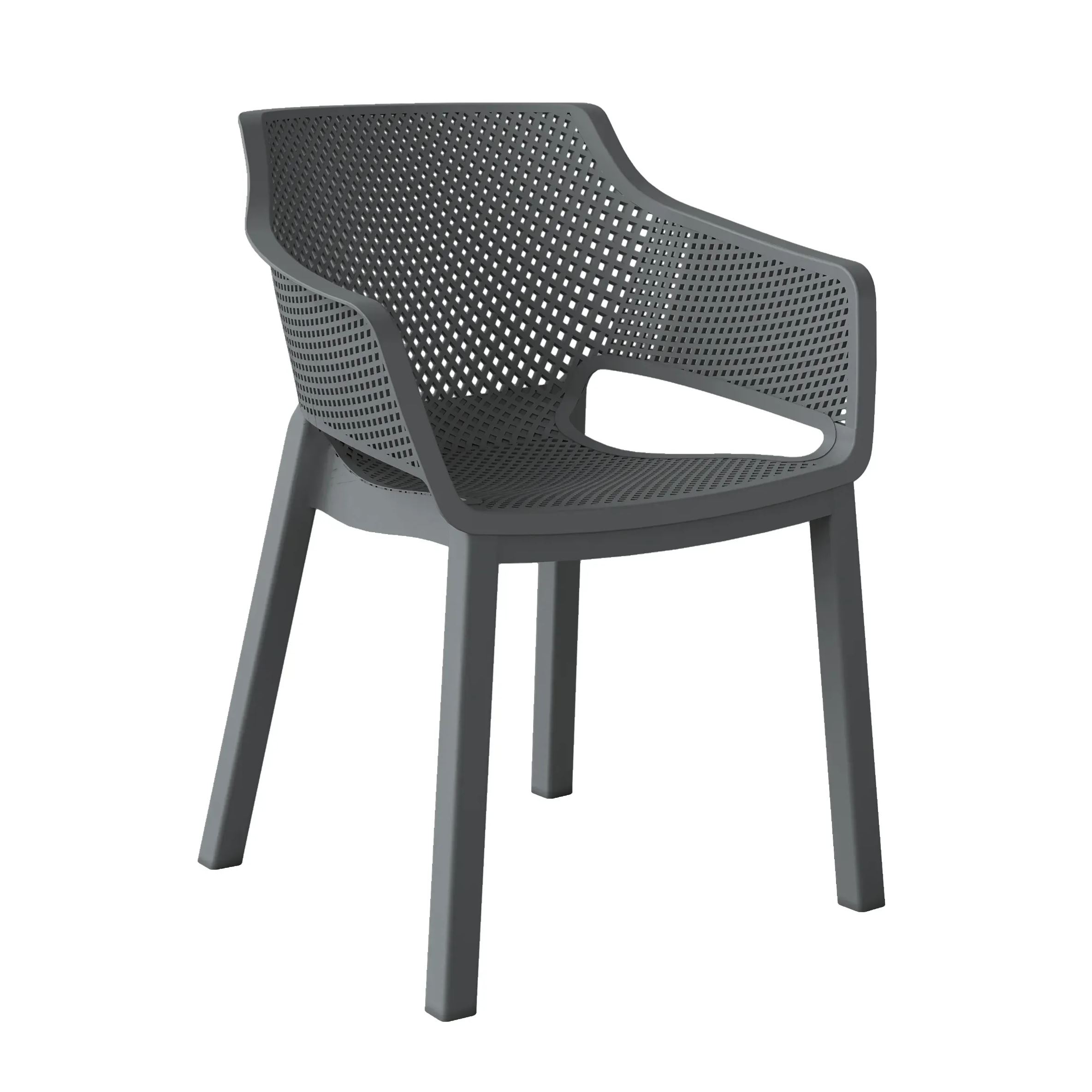 Dark Grey Polypropylene Outdoor Chair With Armrest