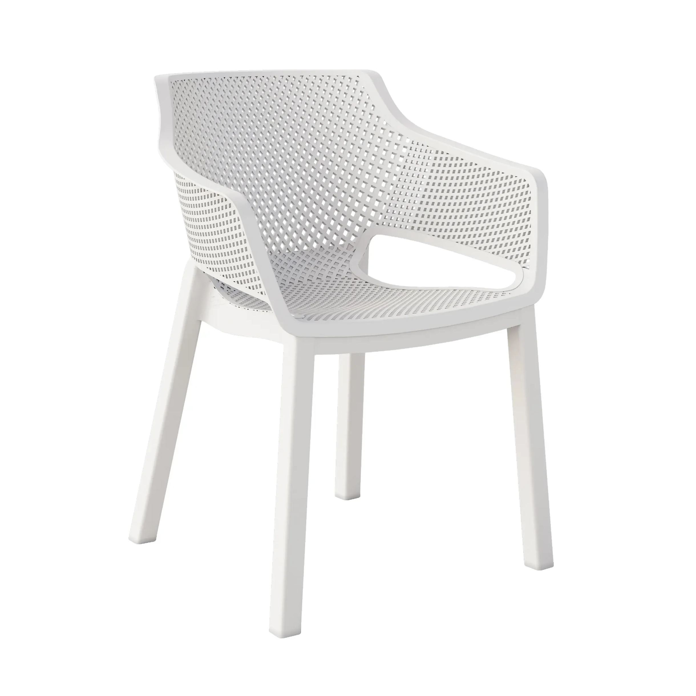 White Polypropylene Outdoor Chair With Armrest