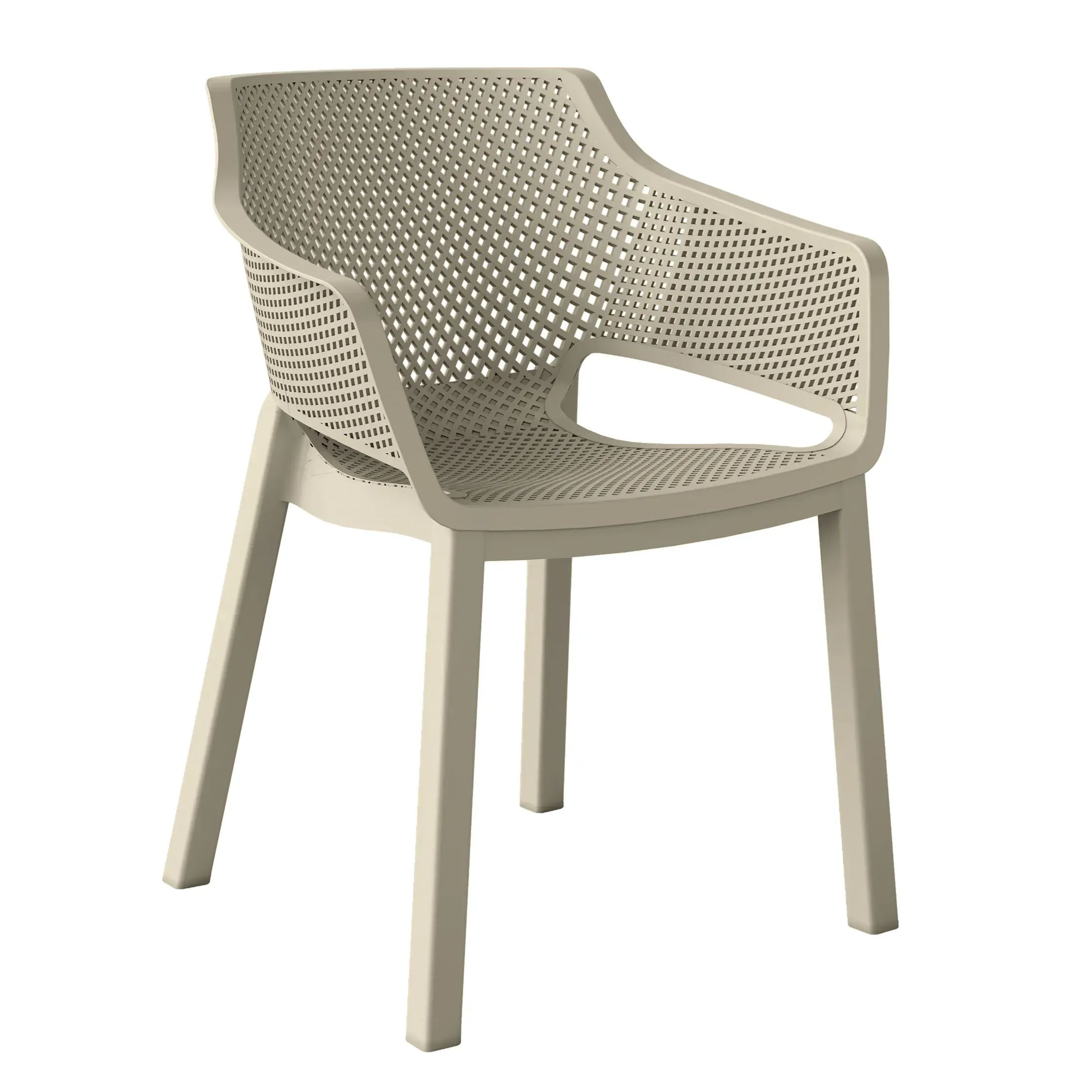 Taupe Polypropylene Outdoor Chair With Armrest