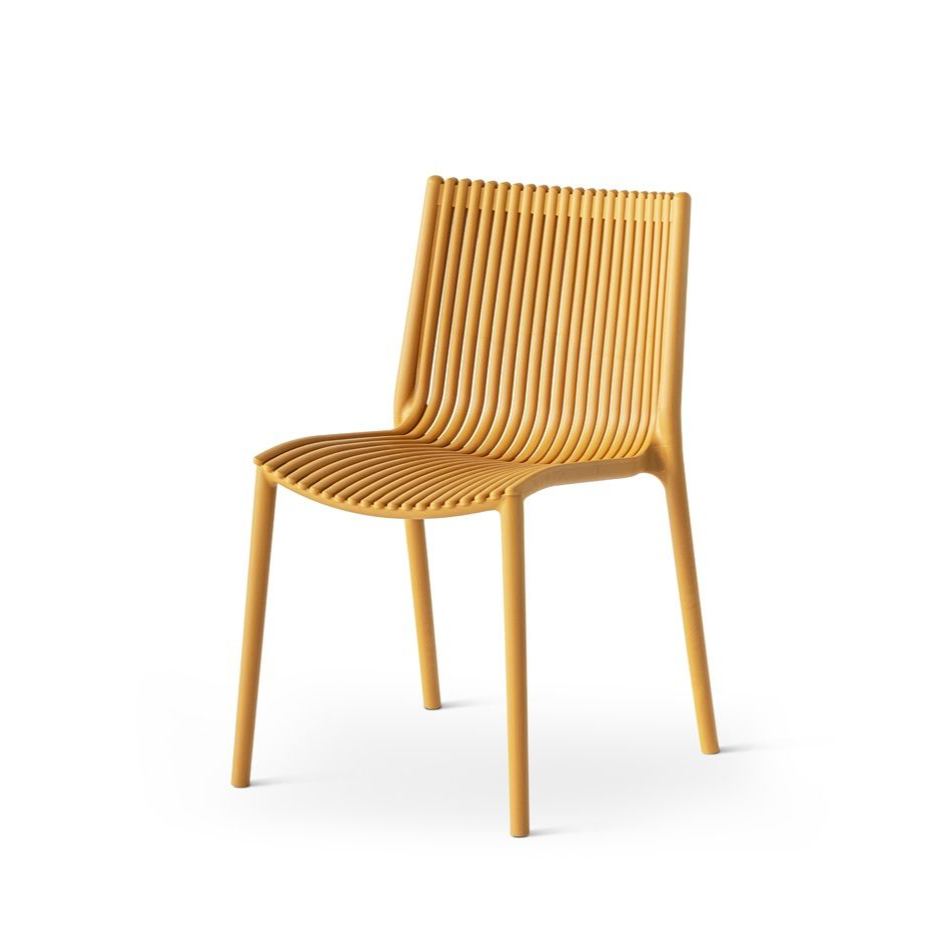 Modern Polypropylene Dining Chair with Vertical Slat Backrest for Outdoor & Indoor Use