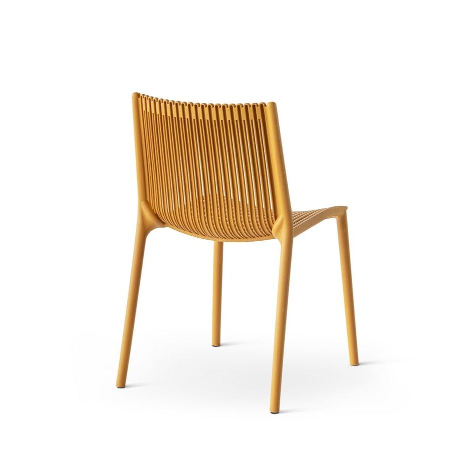 Modern Polypropylene Dining Chair with Vertical Slat Backrest for Outdoor & Indoor Use