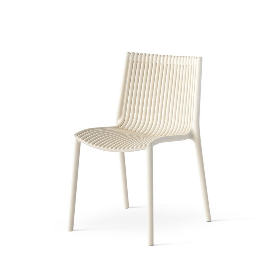 Modern Polypropylene Dining Chair with Vertical Slat Backrest for Outdoor & Indoor Use