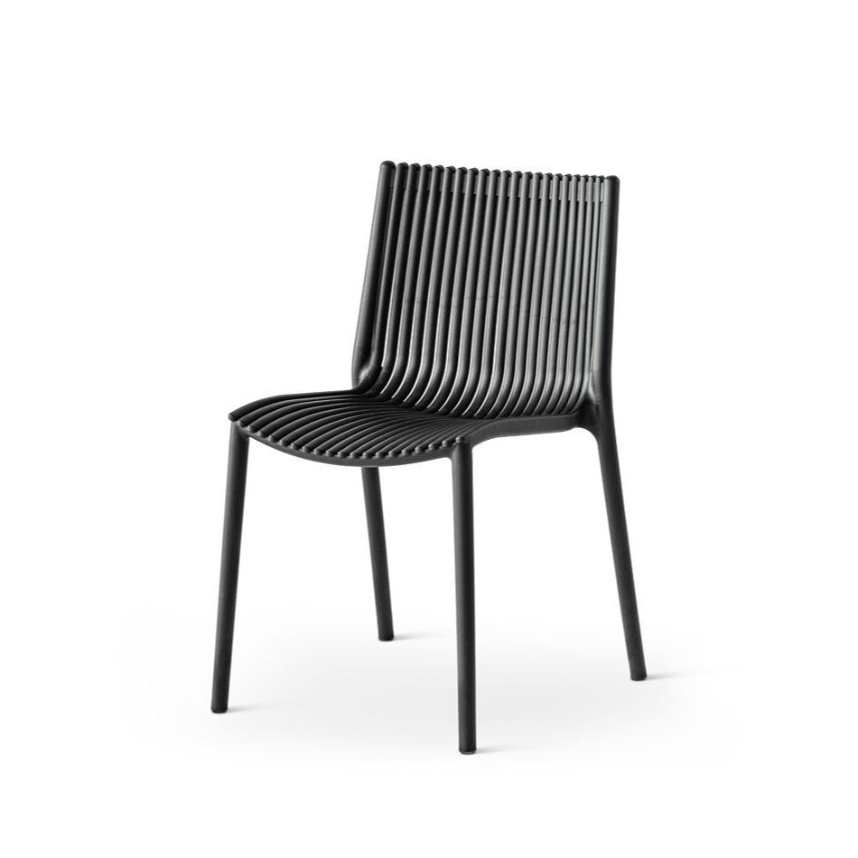 Modern Polypropylene Dining Chair with Vertical Slat Backrest for Outdoor & Indoor Use