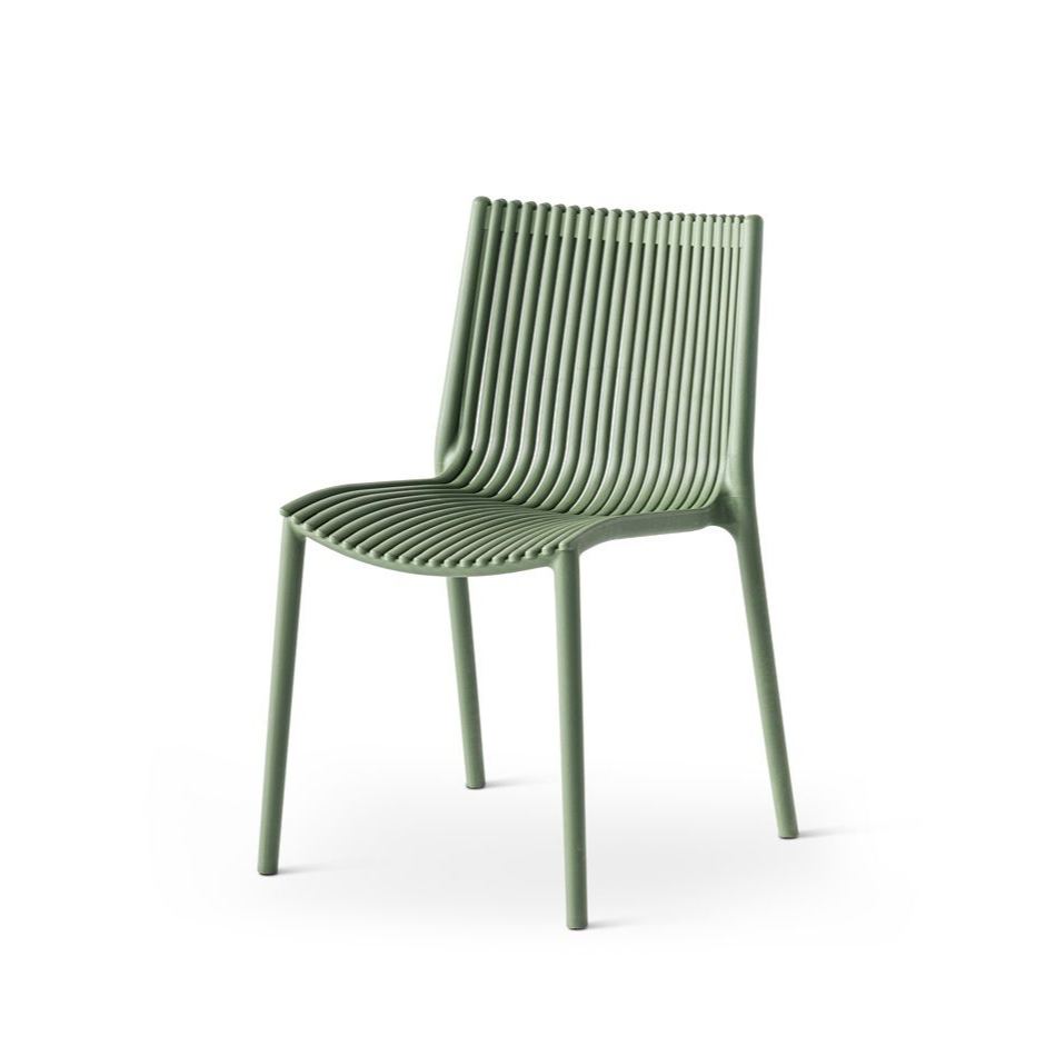 Modern Polypropylene Dining Chair with Vertical Slat Backrest for Outdoor & Indoor Use