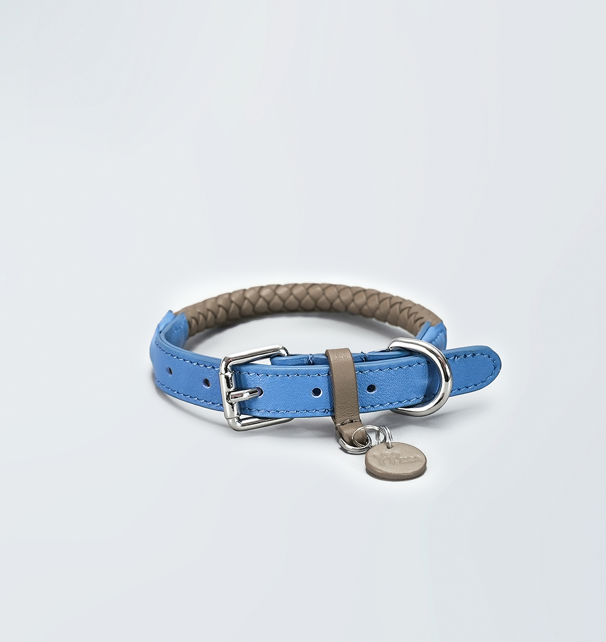 Mediterranean Summer Vacation Dog Collar Blue with Grey-PPZEN