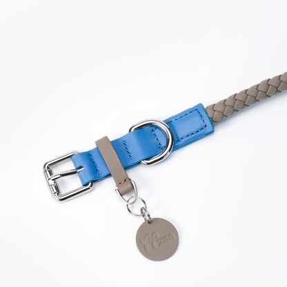 Mediterranean Summer Vacation Dog Collar Blue with Grey-PPZEN
