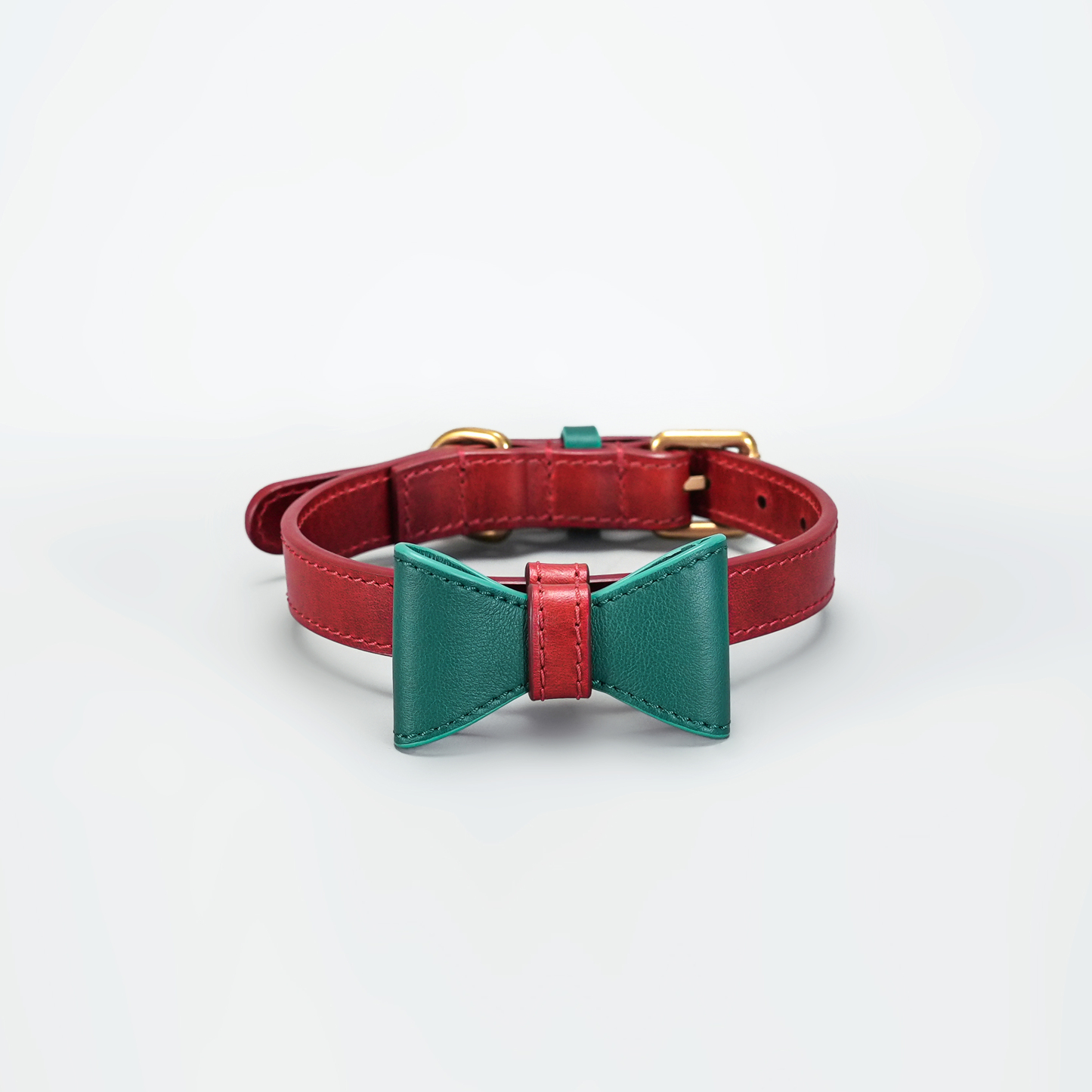 Wedding Premium Dog Collar Red with Green-PPZEN