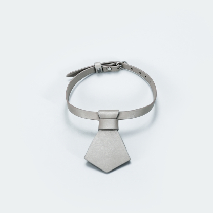 Puppy School Necktie Dog Collar Grey-PPZEN