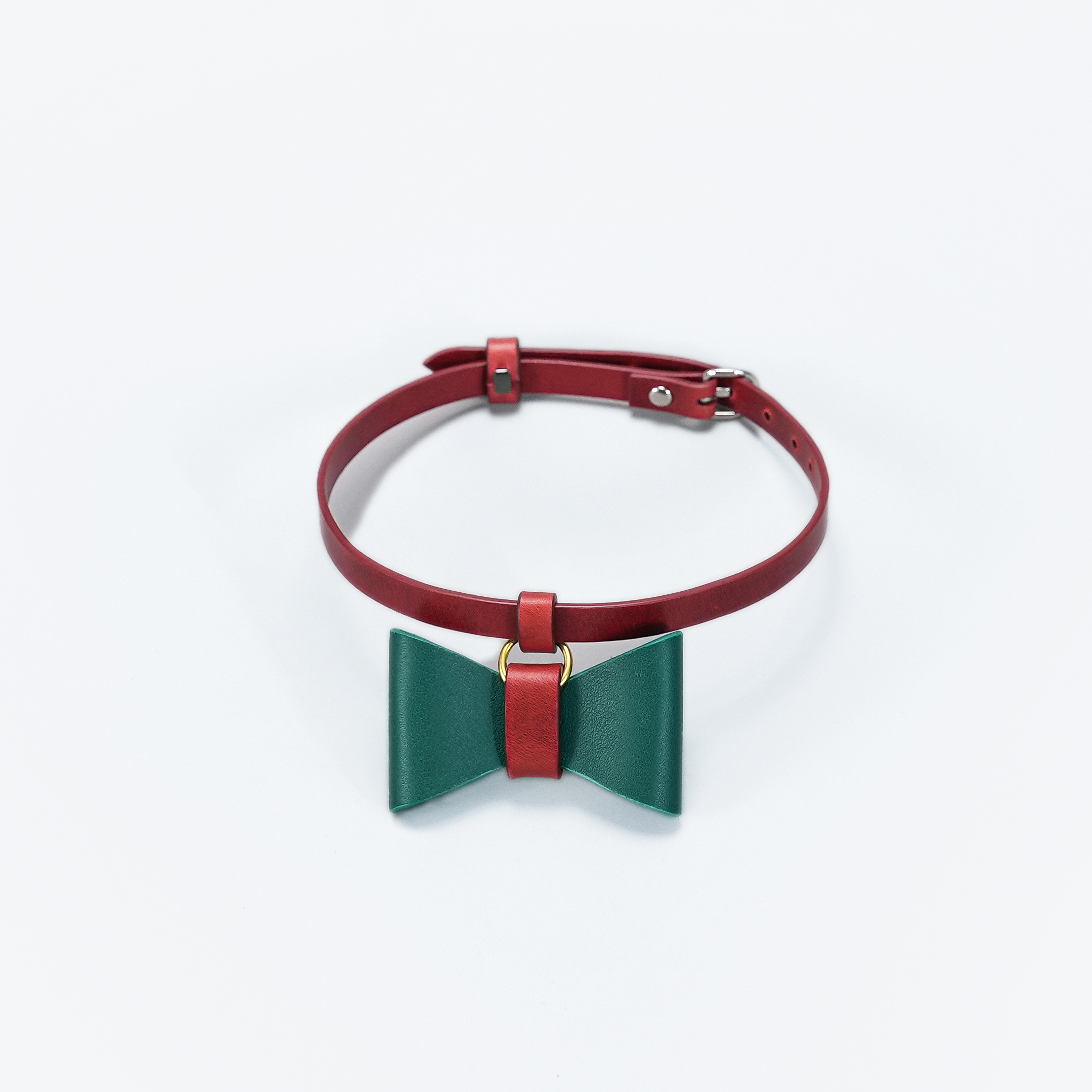 Puppy School BOW-TIE Dog Collar Red with Green-PPZEN