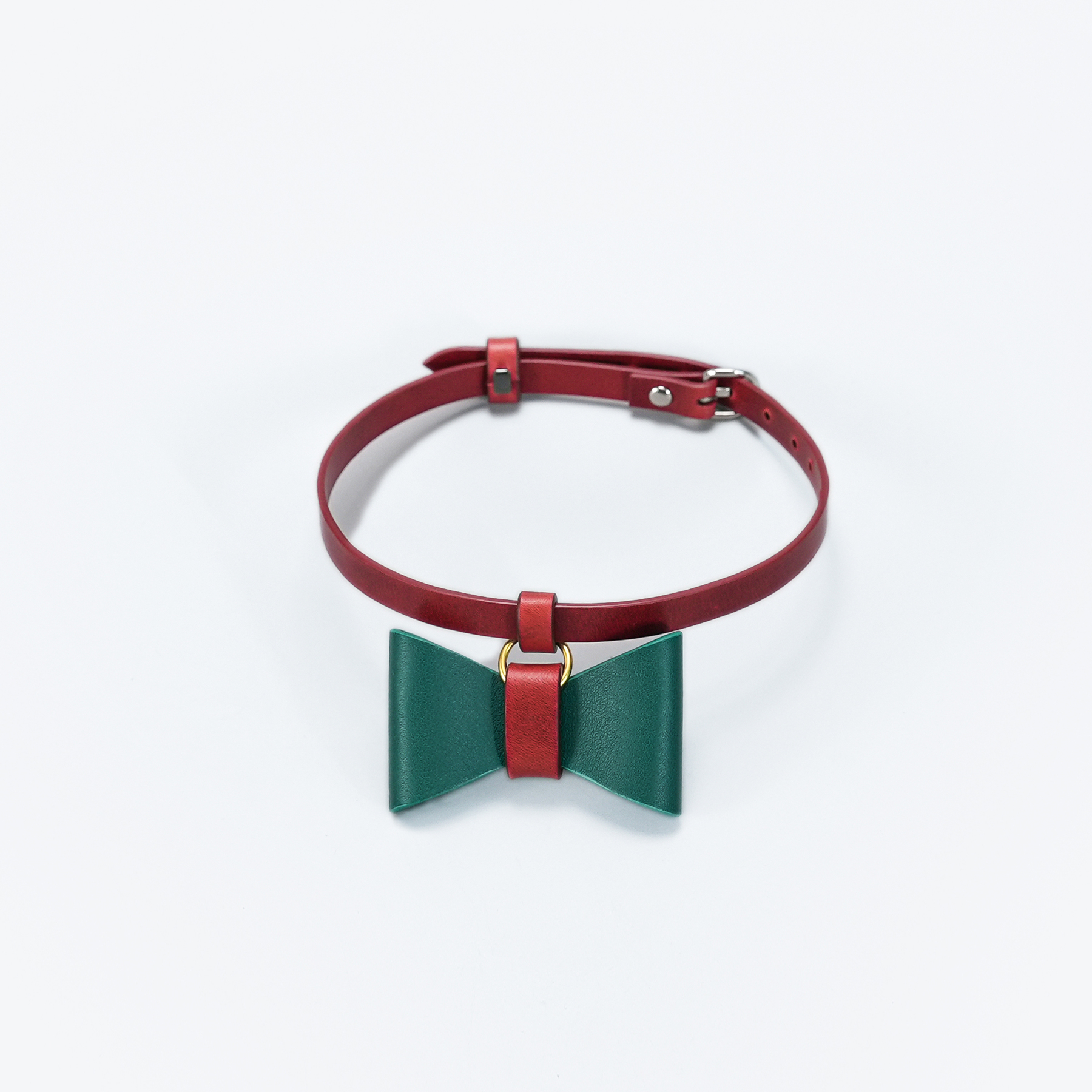 Puppy School BOW-TIE Dog Collar Red with Green-PPZEN