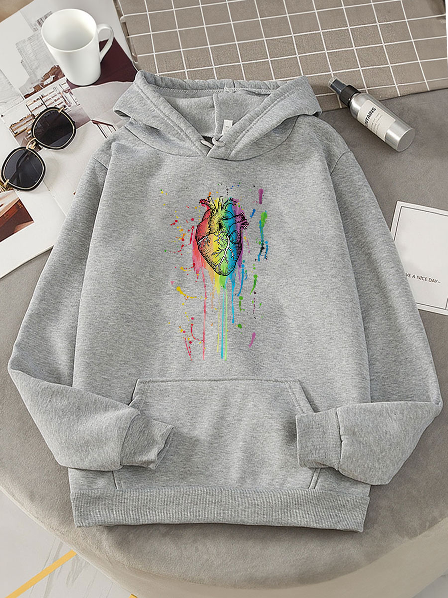 Rainbow Anatomical Heart Print Hoodie