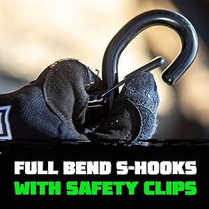 rhino usa full bend s-hooks with safety clips on all tie downs