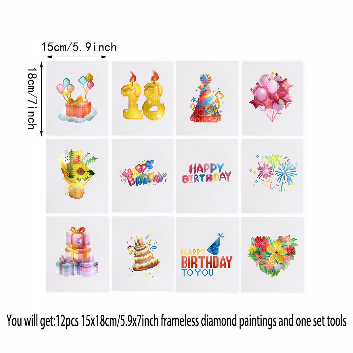 Frameless, mini diamond painting, birthday creative mini diamond painting on the entrance flower house desktop, creative simple pattern diamond painting, 12 pcs, 5.9 X7 inches.