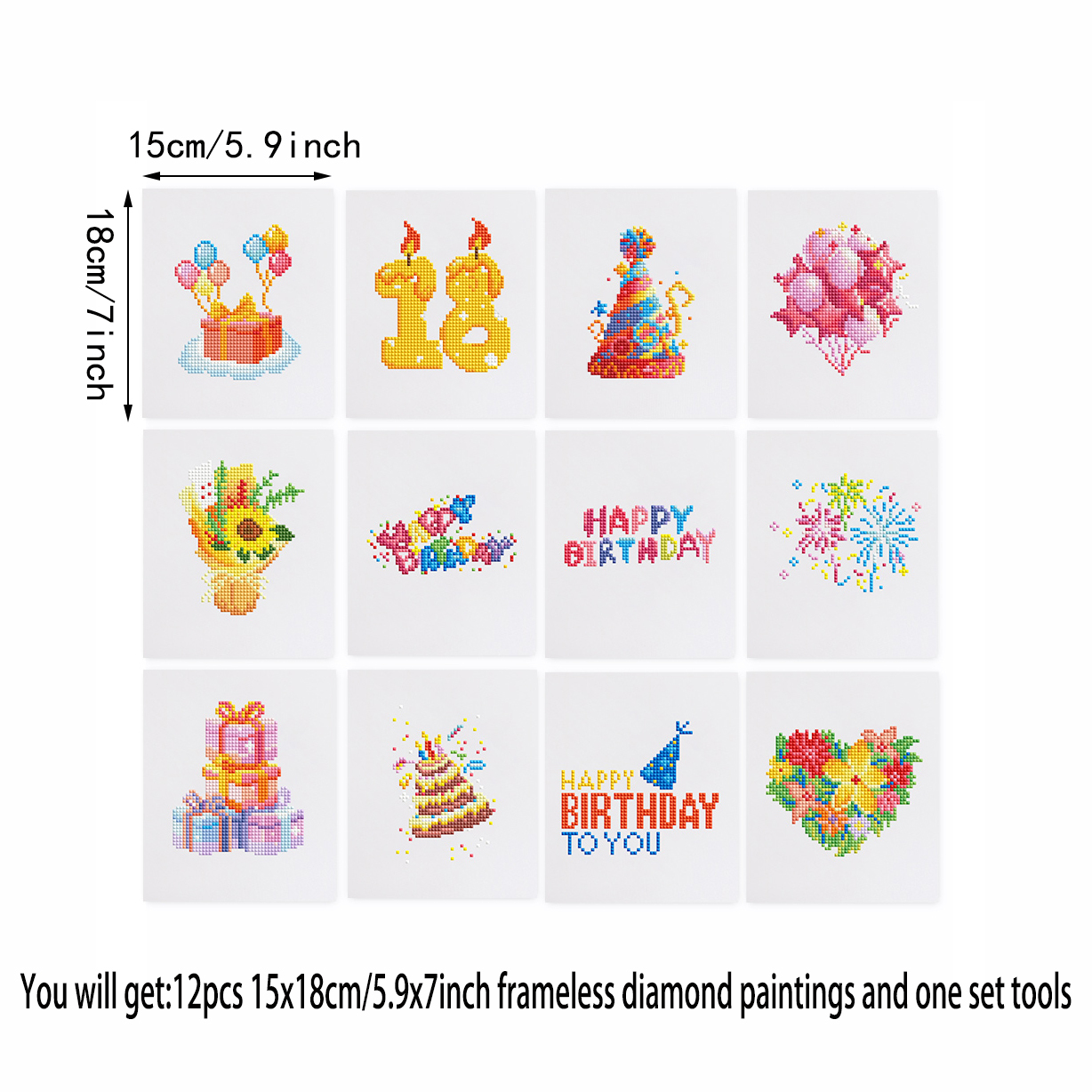 Frameless, mini diamond painting, birthday creative mini diamond painting on the entrance flower house desktop, creative simple pattern diamond painting, 12 pcs, 5.9 X7 inches.