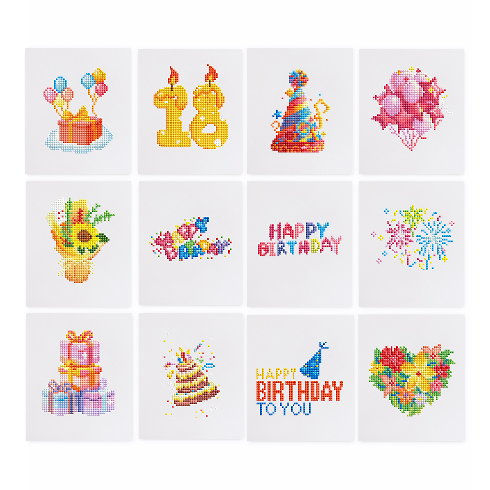 Frameless, mini diamond painting, birthday creative mini diamond painting on the entrance flower house desktop, creative simple pattern diamond painting, 12 pcs, 5.9 X7 inches.