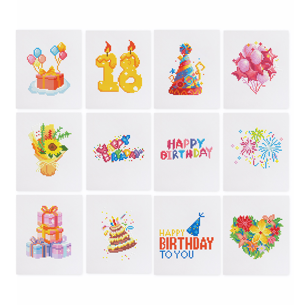 Frameless, mini diamond painting, birthday creative mini diamond painting on the entrance flower house desktop, creative simple pattern diamond painting, 12 pcs, 5.9 X7 inches.