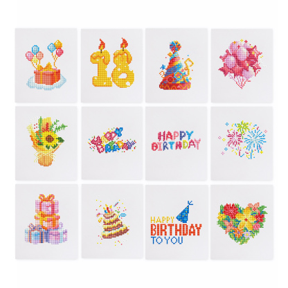 Frameless, mini diamond painting, birthday creative mini diamond painting on the entrance flower house desktop, creative simple pattern diamond painting, 12 pcs, 5.9 X7 inches.