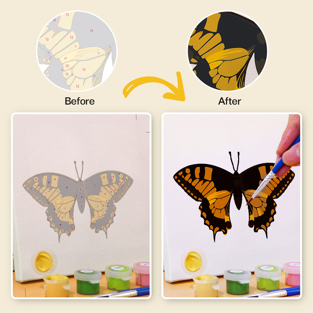 6 pieces, beautiful butterfly accessory digital mini painting set, 15x15cm/5.9x5.9 inches, handmade for home leisure, perfect gift for family and friends.