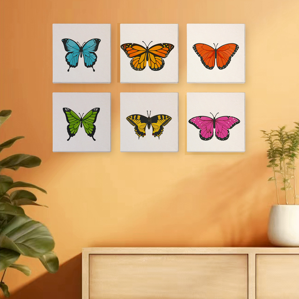 6 pieces, beautiful butterfly accessory digital mini painting set, 15x15cm/5.9x5.9 inches, handmade for home leisure, perfect gift for family and friends.