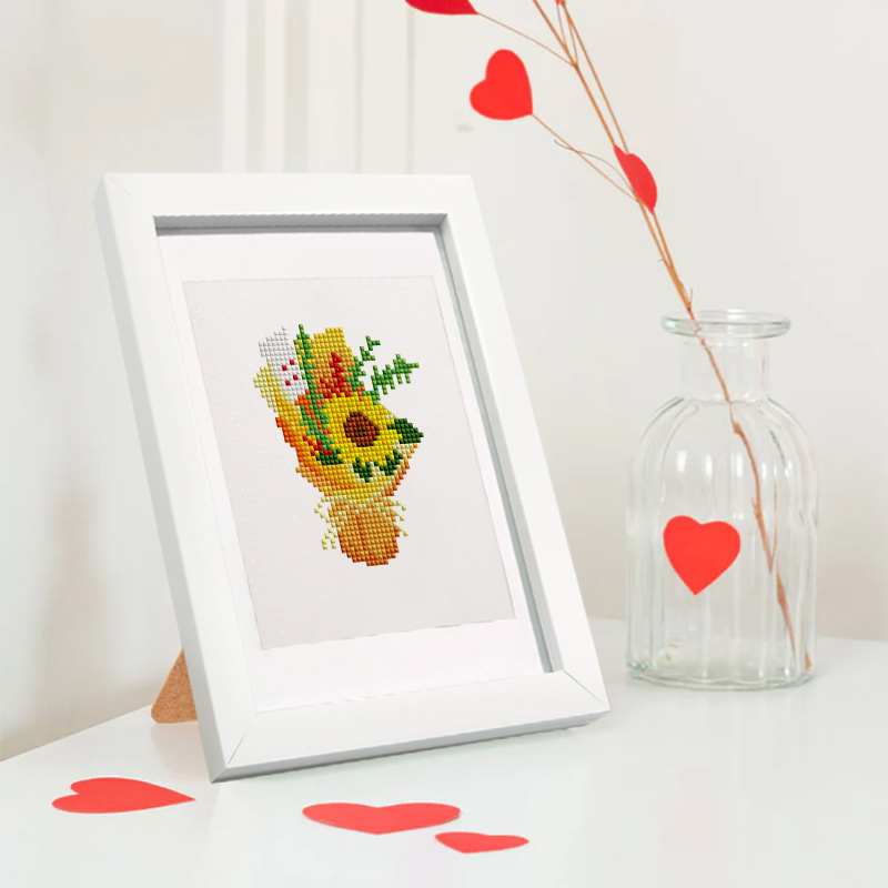 Frameless, mini diamond painting, birthday creative mini diamond painting on the entrance flower house desktop, creative simple pattern diamond painting, 12 pcs, 5.9 X7 inches.