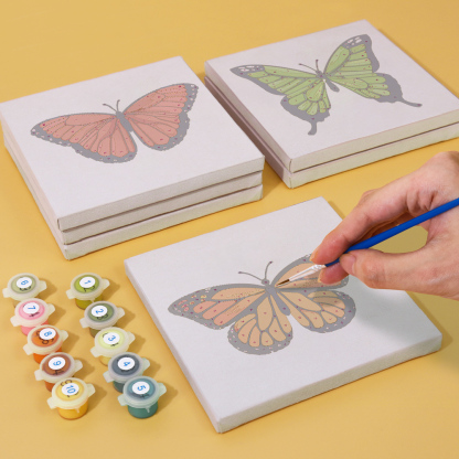 6 pieces, beautiful butterfly accessory digital mini painting set, 15x15cm/5.9x5.9 inches, handmade for home leisure, perfect gift for family and friends.