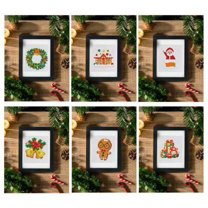 Frameless, mini diamond painting, Christmas creative mini diamond painting on the entrance flower house desktop, creative simple pattern diamond painting, 12 pcs, 5.9 X7 inches.