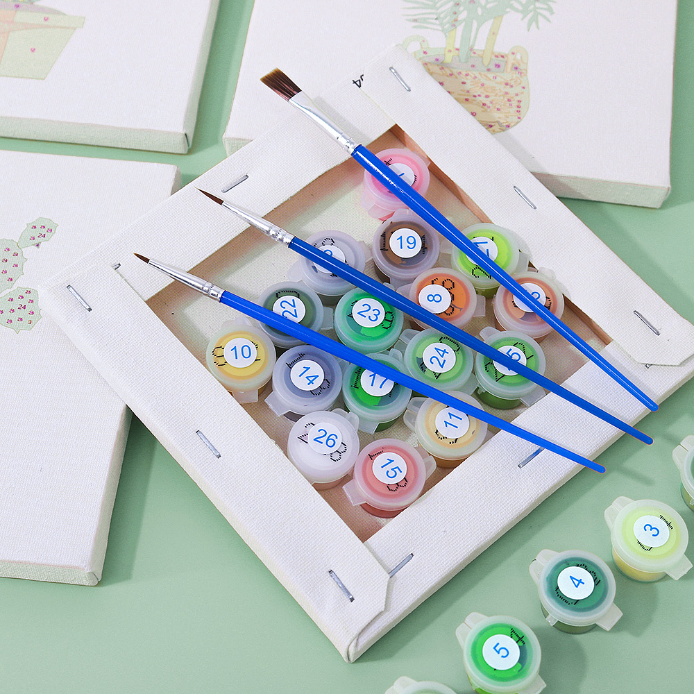 9 pieces, beautiful green plant accessory digital mini painting set, 15x15cm/5.9x5.9 inches, handmade for home leisure, perfect gift for family and friends.