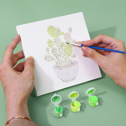9 pieces, beautiful green plant accessory digital mini painting set, 15x15cm/5.9x5.9 inches, handmade for home leisure, perfect gift for family and friends.