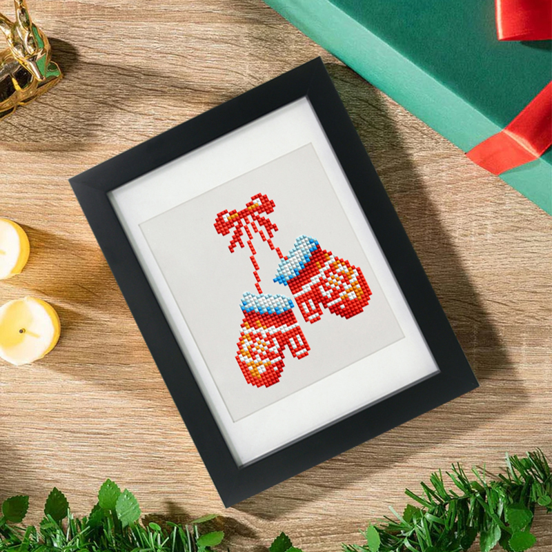 Frameless, mini diamond painting, Christmas creative mini diamond painting on the entrance flower house desktop, creative simple pattern diamond painting, 12 pcs, 5.9 X7 inches.