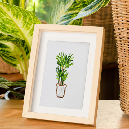 Frameless, mini diamond painting, creative mini diamond painting of green plants on the entrance flower house desktop, creative simple pattern diamond painting,12pcs, 5.9 X7 inches.