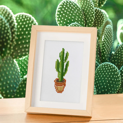 Frameless, mini diamond painting, creative mini diamond painting of green plants on the entrance flower house desktop, creative simple pattern diamond painting,12pcs, 5.9 X7 inches.
