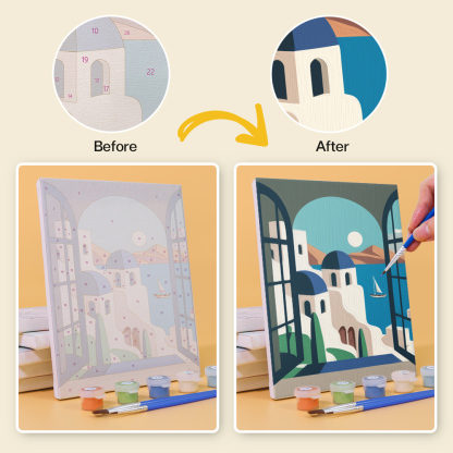 6 pieces, architectural mini digital painting set, 15x20cm/5.9x7.8 inches, handmade, suitable for family leisure, is the perfect gift for family and friends.